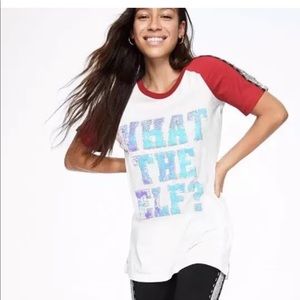 VS PINK Bling Holiday Elf Shirt M